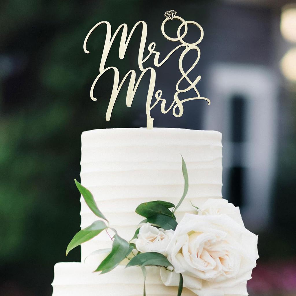 Mr & Mrs Cake Topper Wedding Cake Topper in Wood