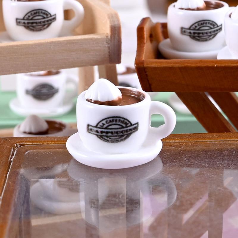 10Pcs 1/12 Dollhouse Simulation Mini Coffee Cup Model Dollhouse Coffee Shop Scene Decor Dolls House Accessories Pretend Play Toy
