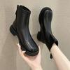 Short Boots Women's New Velvet Single Boots Winter British Martin Boots Beige Chelsea Thin Boots Bare Boots