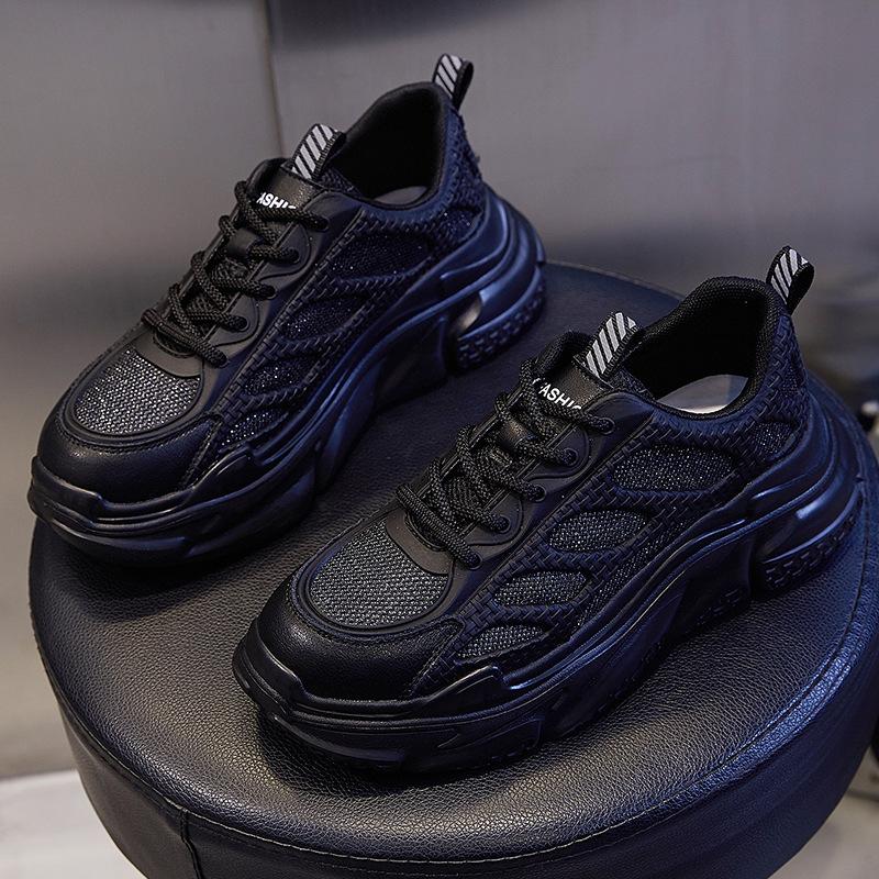 

Daddy shoes women s spring 2025 new thick-soled heightening running sports shoes women s flat-soled versatile casual women s shoes trend 35 чёрный