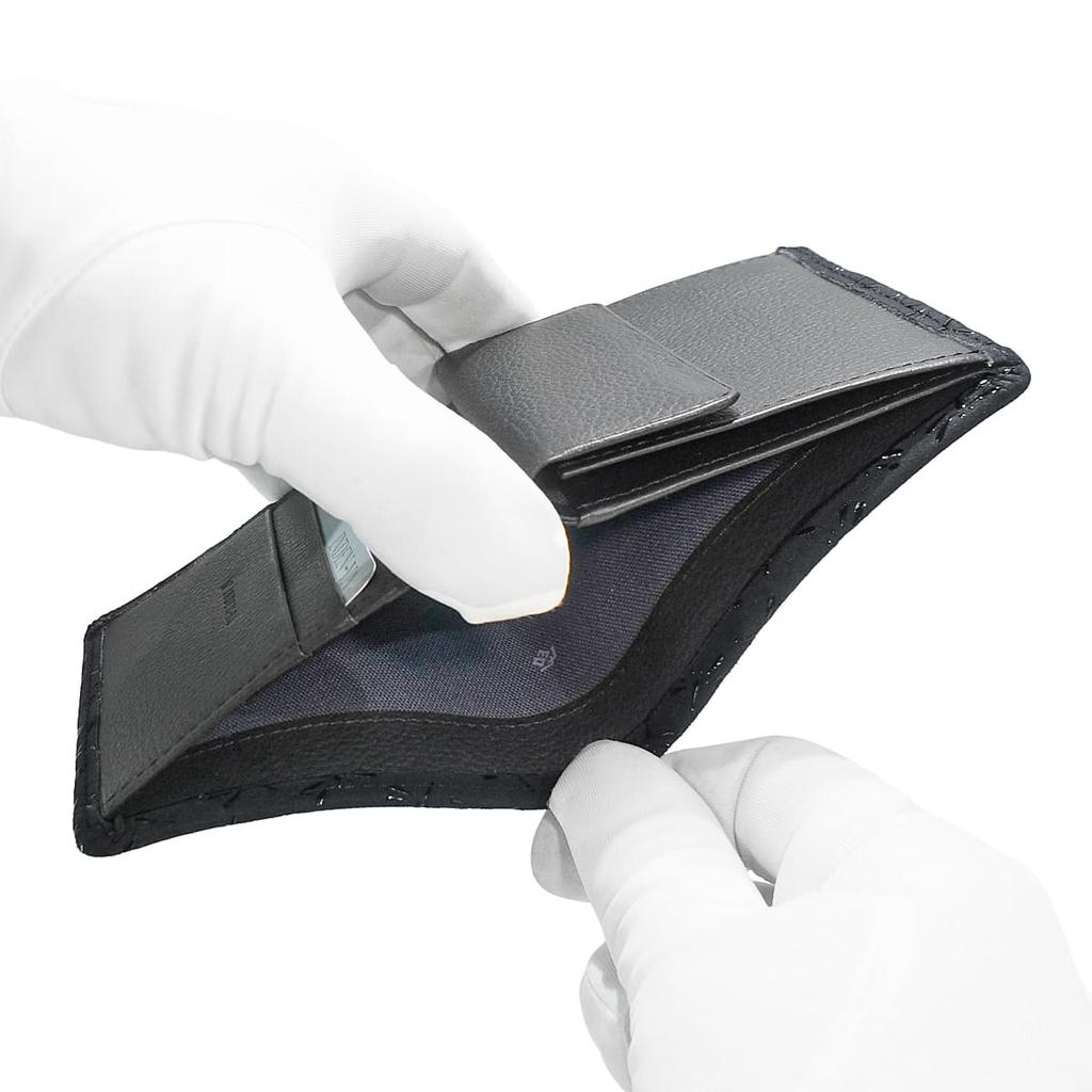 Inden Leather Billfold Black with Black Dragonfly [Inden-ya] Bi-fold Wallet, Z, Thin, Compact, Deerskin, Lacquer, Pattern, 2013-01-008