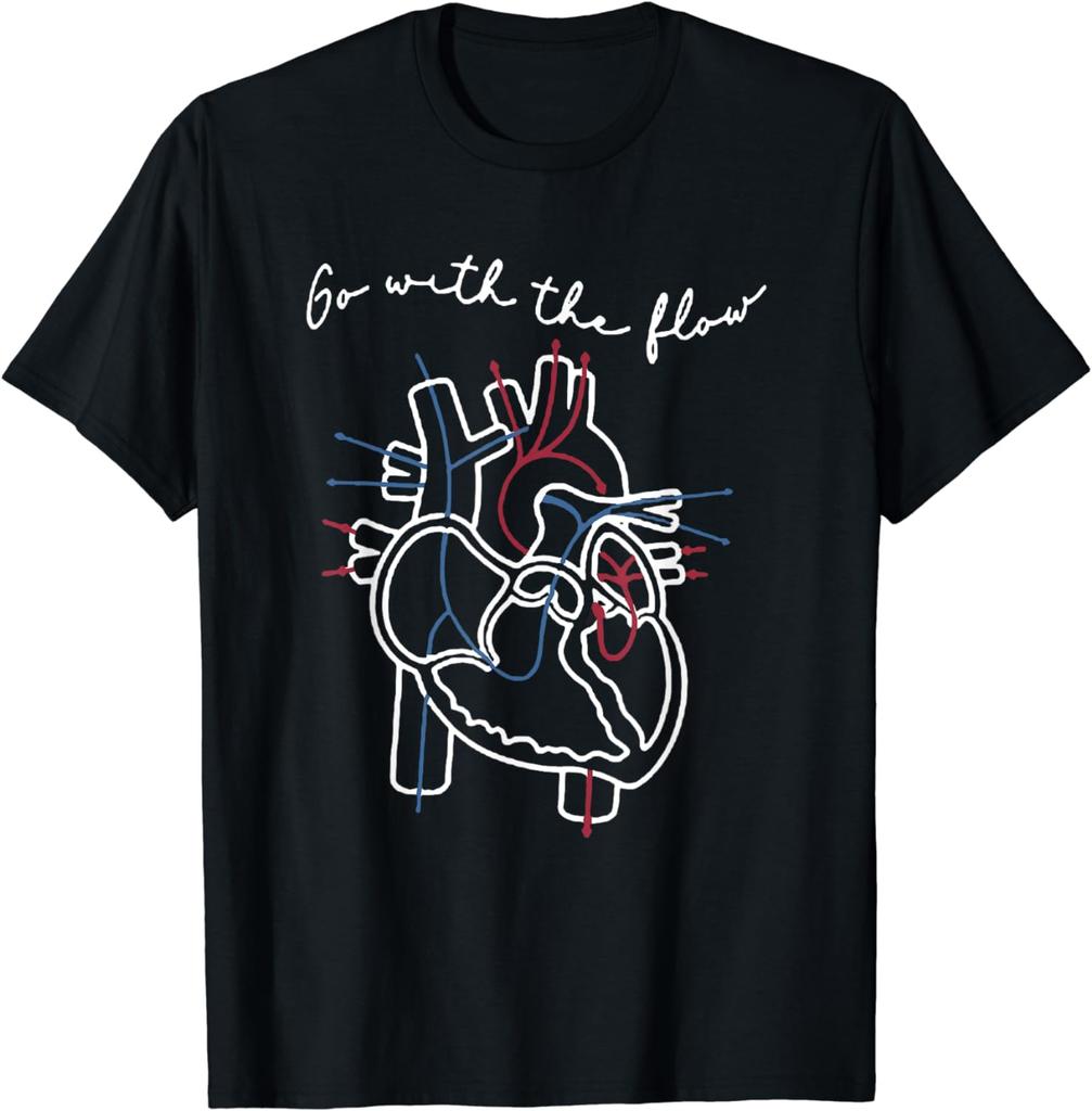 Funny Gift CVICU Cardiac Nurse Anatomy Cardiology Human Heart Flow T-Shirt Men Clothing Custom Printed Streetwear Harajuku