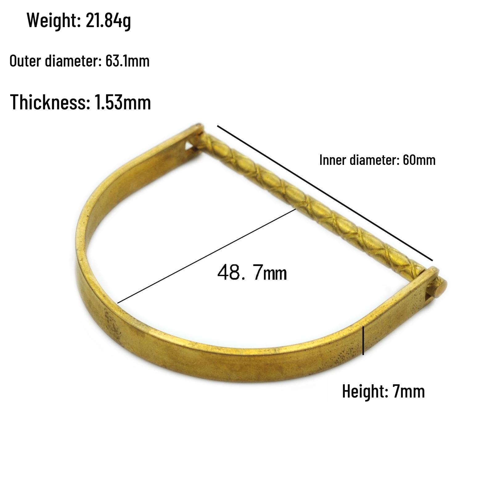 European D-Shaped Openable Unisex Brass Bracelet