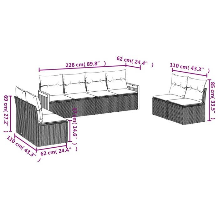 VidaXL Garden Lounge Set with Cushions 8 Pcs, Patio Sofas, Patio Furniture Set, Outdoor Furniture, Grey 3227572