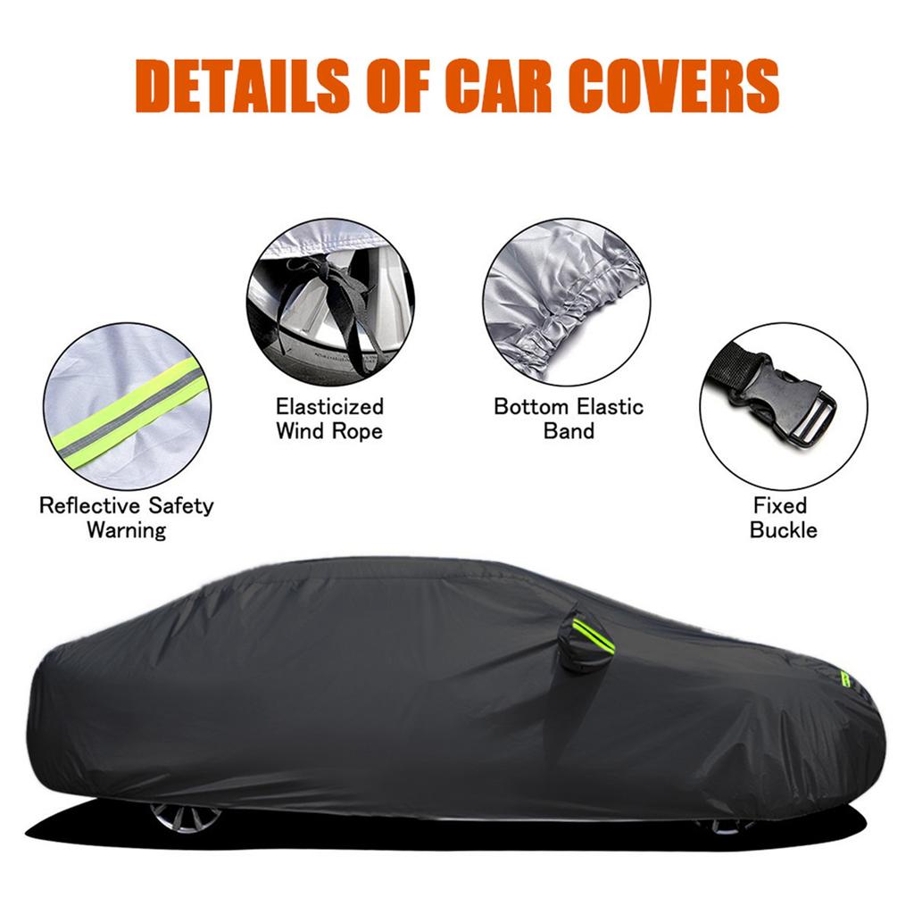Car Dustproof Waterproof Cover Full Covers with Reflective Strip Sunscreen Protection Cover UV Scratch-Resistant for 4X4/SUV