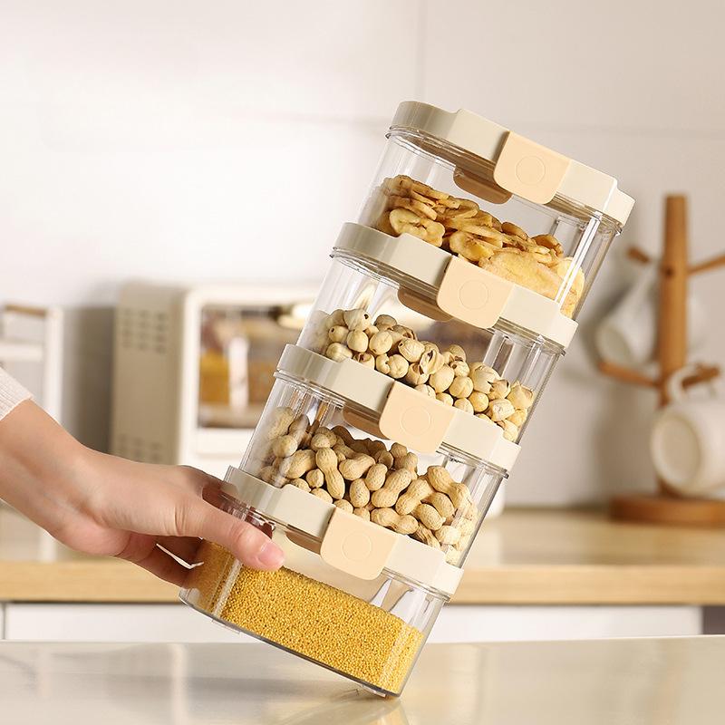 New Grain Sealed Tank Kitchen Storage Food Grade Plastic Tank Box Transparent Snack Tea Storage Tank