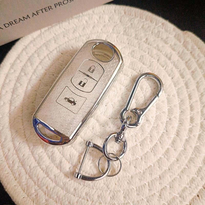 White Diamond Tpu For Mazda 3 6 Cx-5 Mx-5 Cx-3 Axela Cx-4 Cx-5 Atenza 3 Button Remote Car Key Case Cover Fob Bag Holder Keychain