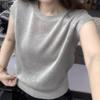 Plus Size Korean Style Slimming Short Sleeve Knit Vest for Women