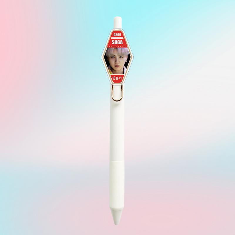 7pcs BTS Idol Portrait Gel Pen, Retractable Pen with Member Photo & Birthday Design, Kpop Fans Collectible Stationery