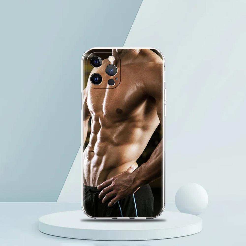 

Male Abdominal Muscle Transparent Phone Case Cover for iPhone 16 15 14 13 12 11 Pro Max XR 8 7 Plus XS Max Shockproof Luxury Bag iPhone 8 7