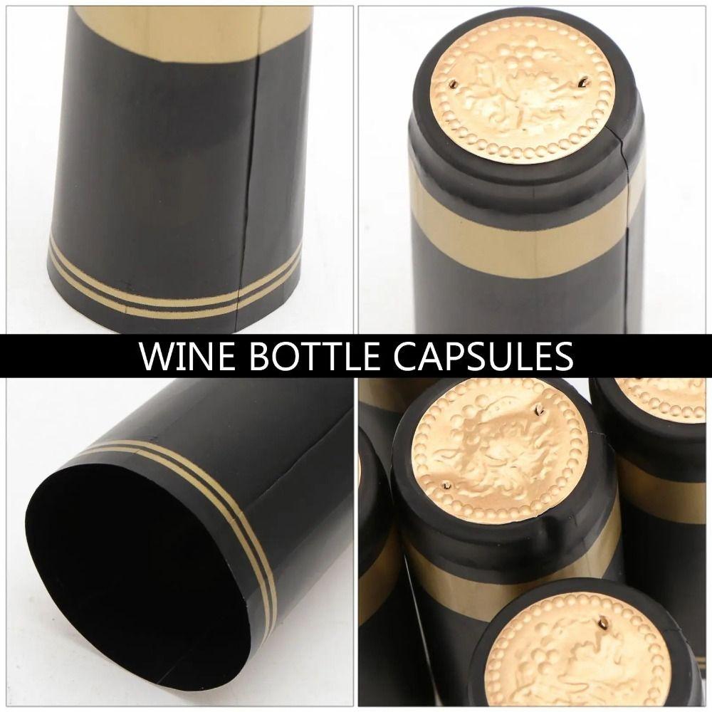 100Pcs Straight Mouth Wine Heat Shrinkable Cap Tear Tab Wine Bottle Cap  Wine Straight Mouth Bottle
