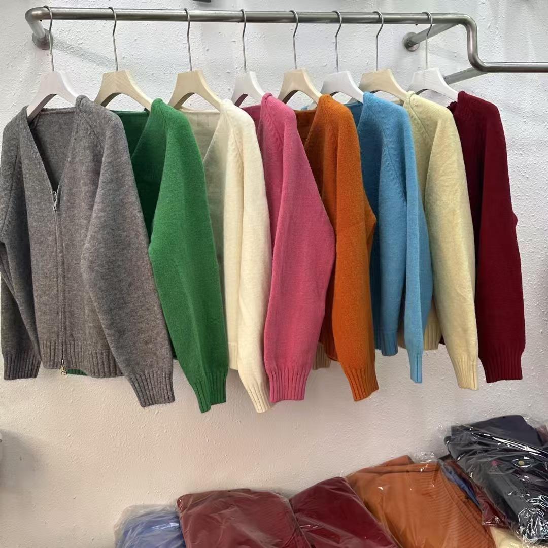 

Простой трикотажный жакет с V-образным вырезом, на молнии, с длинными рукавами, женский свободный повседневный топ One size