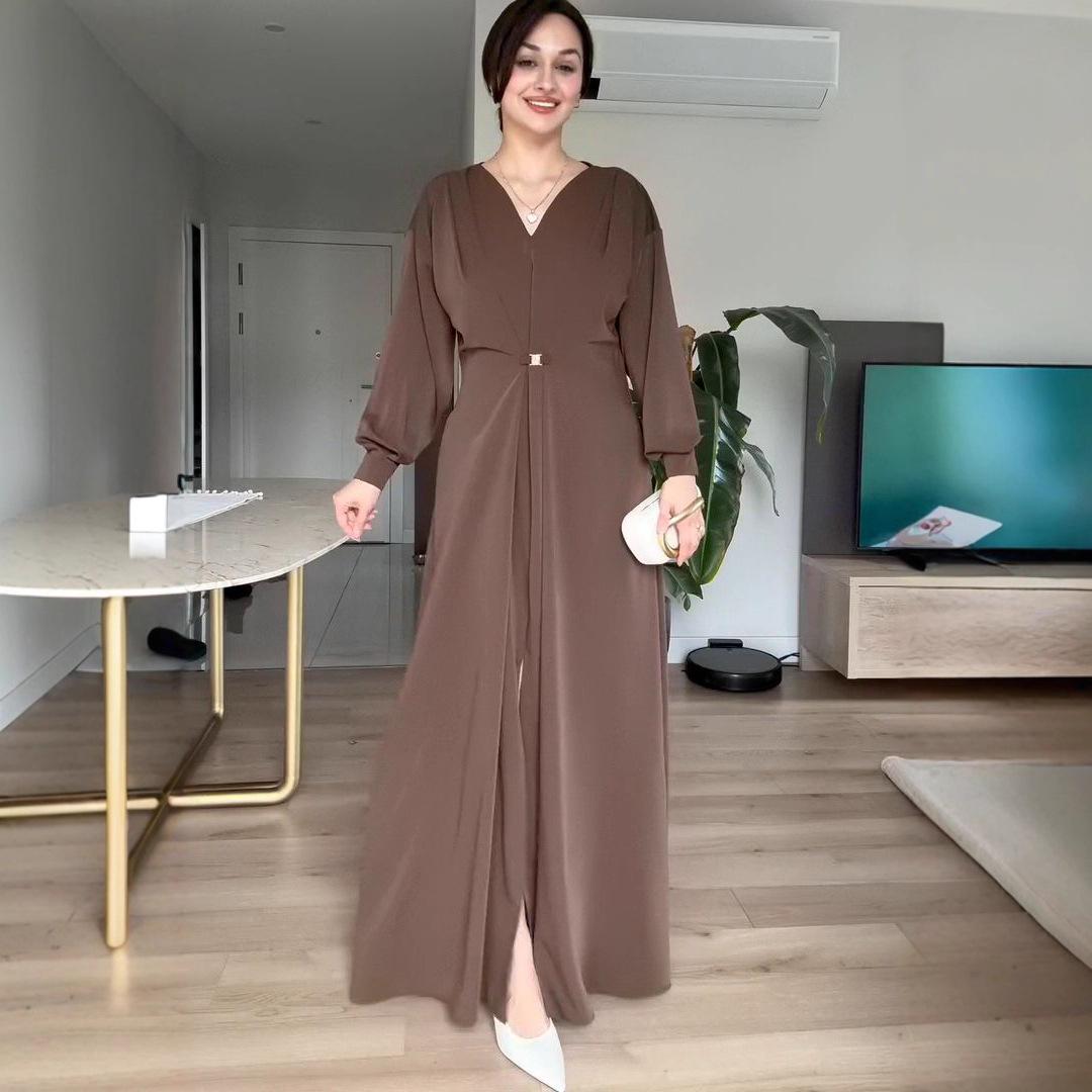 

2025 Autumn V-neck Waist-Cinching Cardigan with Fairy Slit and Buttons for Women XXL