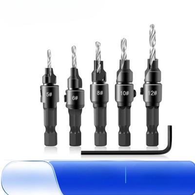 5Pcs/set  Woodworking Special Countersunk Drill Bit Can Be Adjusted Freely Opening Tool Practical Countersunk Woodworking Drill