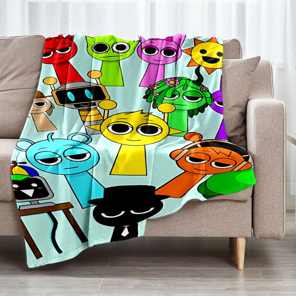 Coperta stampata a tema Sprunki - Perfetta per divano, letto, viaggi e uso all'aperto | Lavabile in lavatrice, accogliente e resistente.