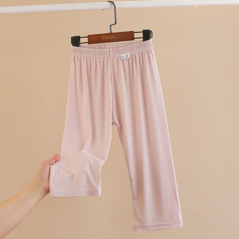 Children's Threaded Thin Wide Leg Pants Summer Mosquito Proof Pants Straight Leg Pants Home Mid Length Pants