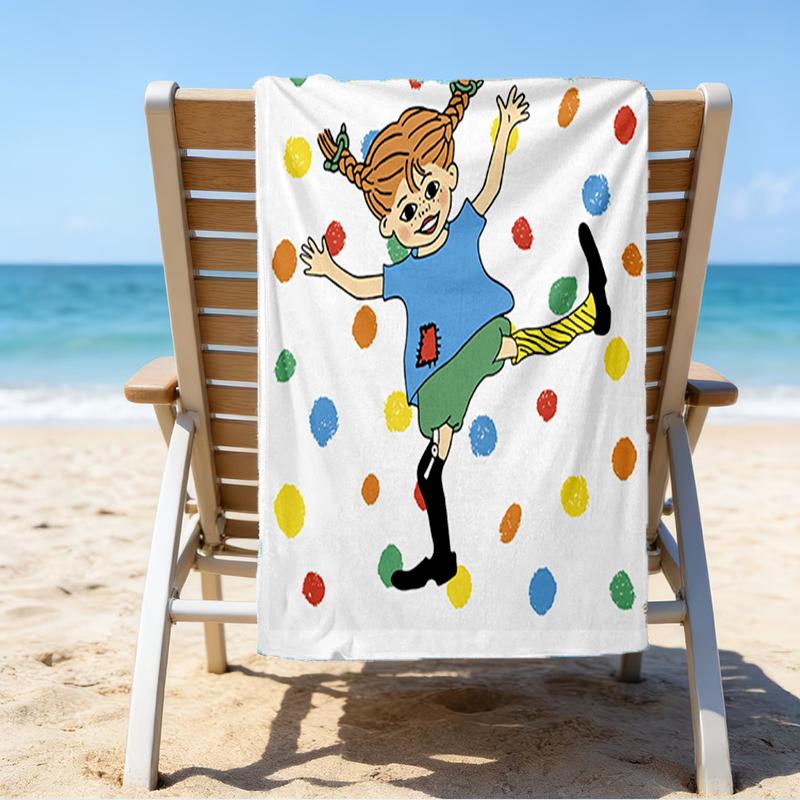 Serviette de plage ultra-douce sur le thème de Fifi Brindacier, Idéale pour la piscine - le camping, la plongée - Essentiel de voyage parfait, Serviette de plage vibrante.