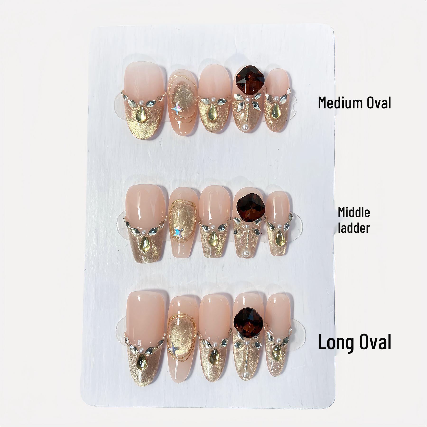 Handmade Luxury Brown Diamond Gradient Nails - Eye-Catching & Exquisite Manicure
