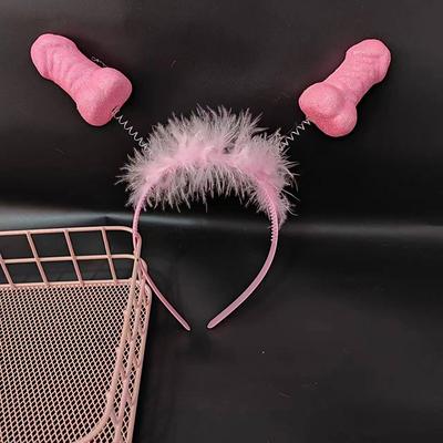 Bachelorette Party Stirnband Rot Rosa Feder Sexy Haar Band Braut Zu Werden Braut Dusche Glücklich Hen Party Decor Foto Prop
