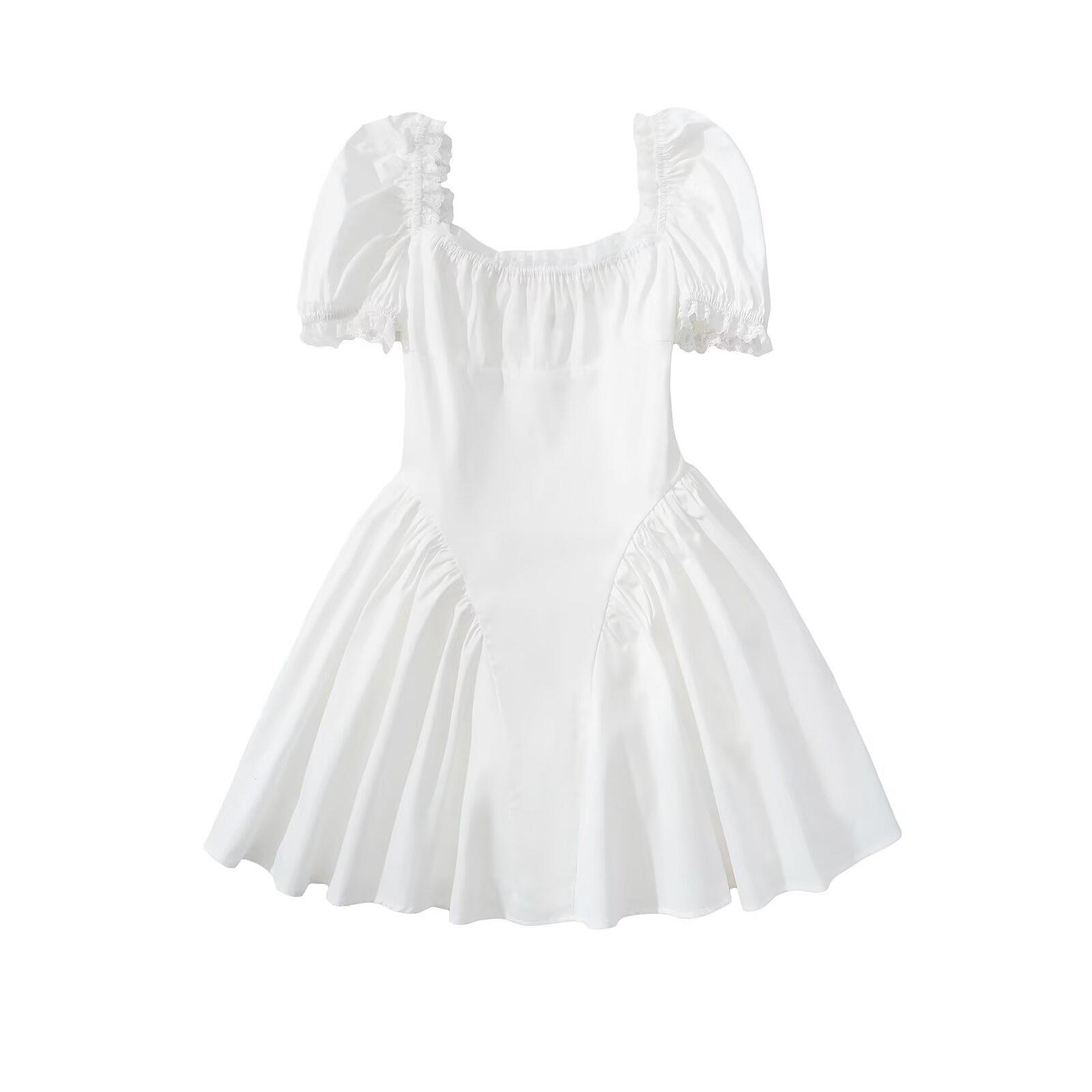 

Весна 2025 Женское платье в европейском и американском стиле из кружева и сетки Small белый