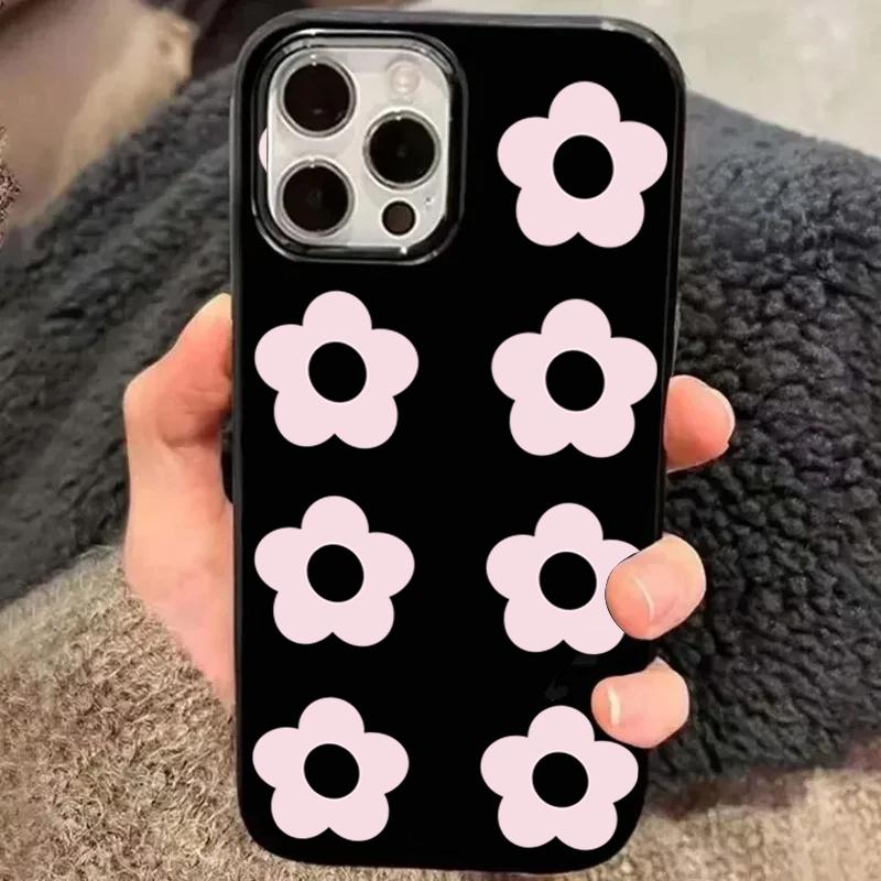 Cute Pink Flower Print Phone Case For iPhone17 16 15 14 Plus 13 12 11 Pro Max 16E X XR XS Max 7 8 Plus SE Shockproof Soft Cover
