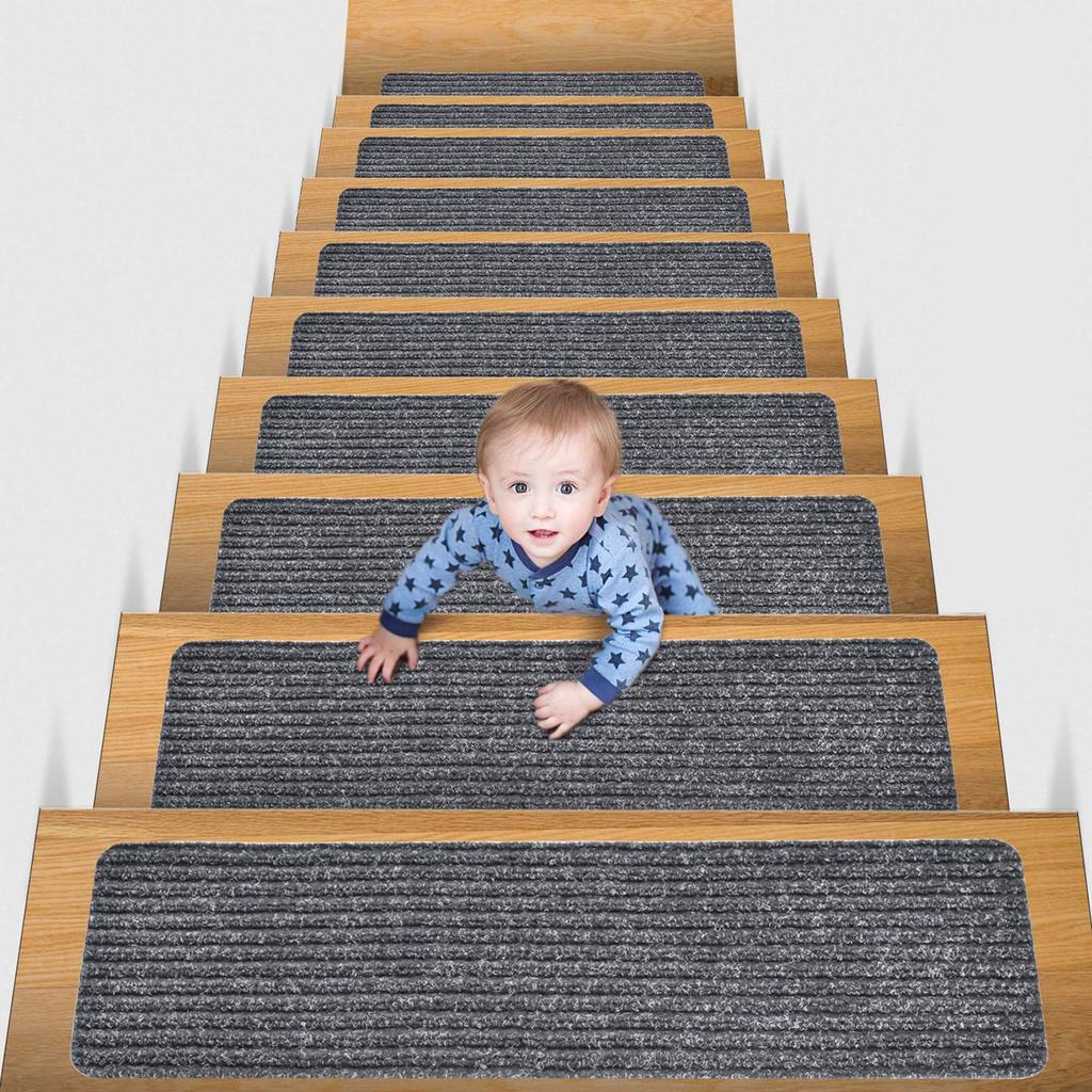 15PCS New Staircase Silent Pad, Step Pad, Anti Fall Floor Pad, Self-adhesive PVC Non Slip Pad with Double Stripes