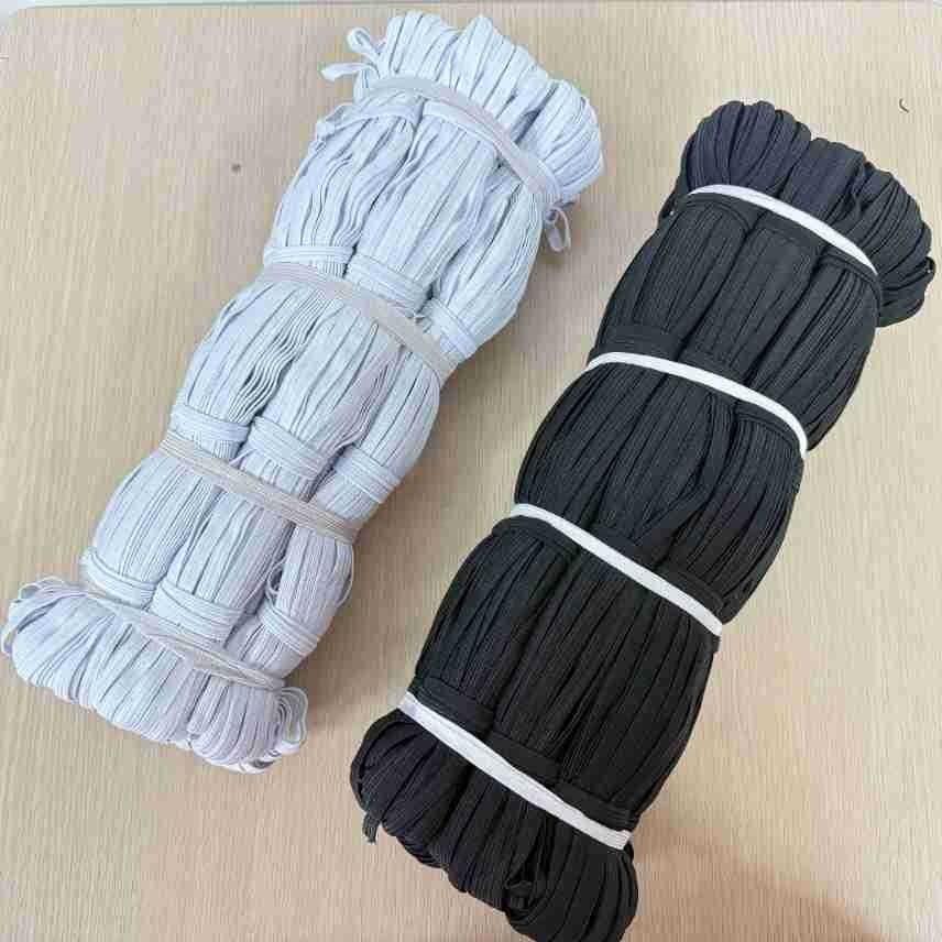 7mm Rabbi 1:3.8 High Elasticity Polyester Latex Thread Horse Riding Belt Black White Large Intestine Hair Ring 0.7 Thick Band