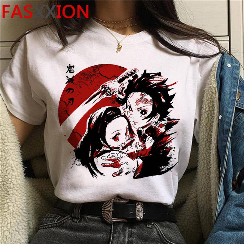 Casual Anime Demon Slayer Graphics Women Tee 90S Summer Short Sleeve O-Neck Female Tops Unisex Streetwear Y2K Clothing