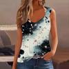 Womens Tank Top V Neck Basic Printed Casual Flowy Sleeveless Deep Side Cut Tops For Women