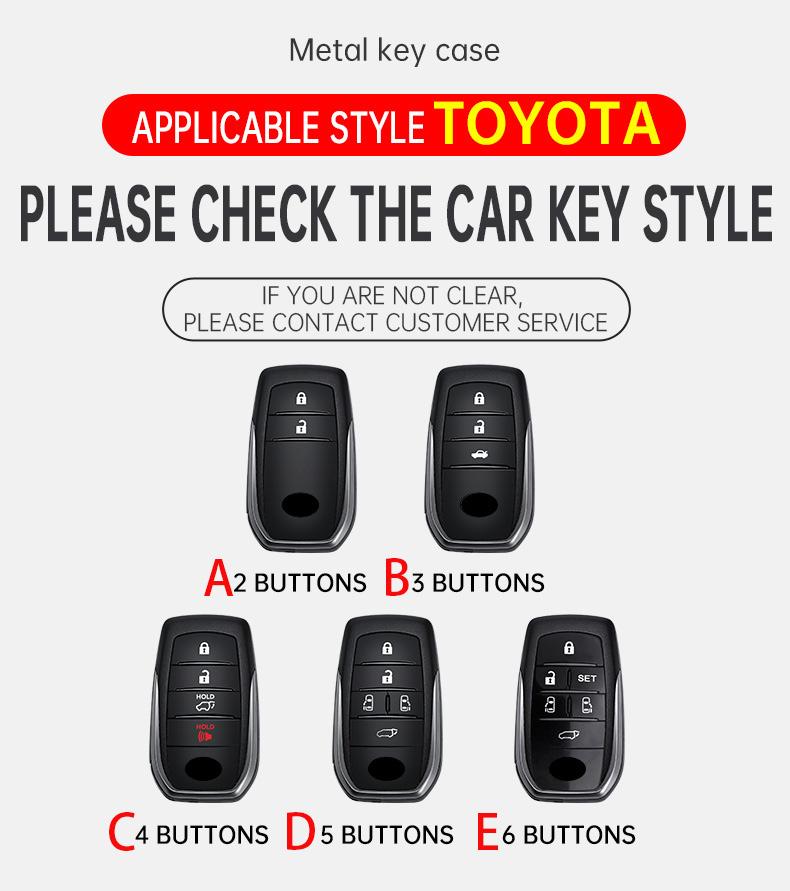 2 3 4 5 6 Buttons Car Key Case Cover For Toyota Gr Sport C-Hr Gazoo Rav4 Racing Mirai Avensis Zinc Alloy Keychain Accessories