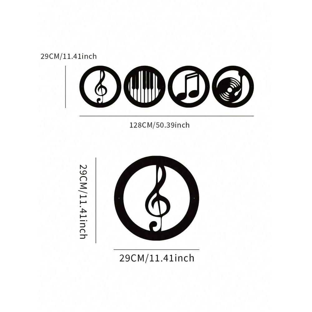 

Black Iron Music Note Wall Art Set of 4, Home Decor for Music Lovers, KTV Room, Holiday Gothic Themed Decoration чорний