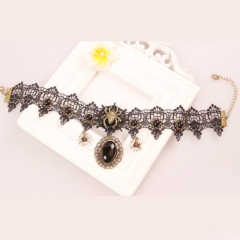 Gothic Lace Choker Necklace With Spiders Pendant Your Unique Style With This Gothic Lace Choker