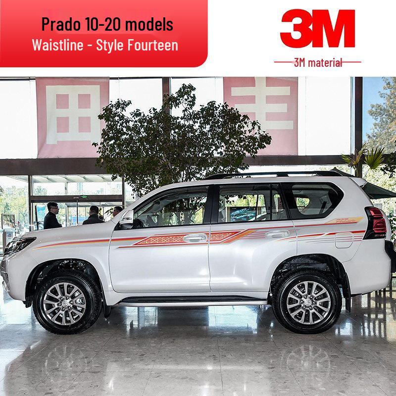 Toyota Prado 10-22 Models Car Body Color Stripe Decal Waistline Sticker.