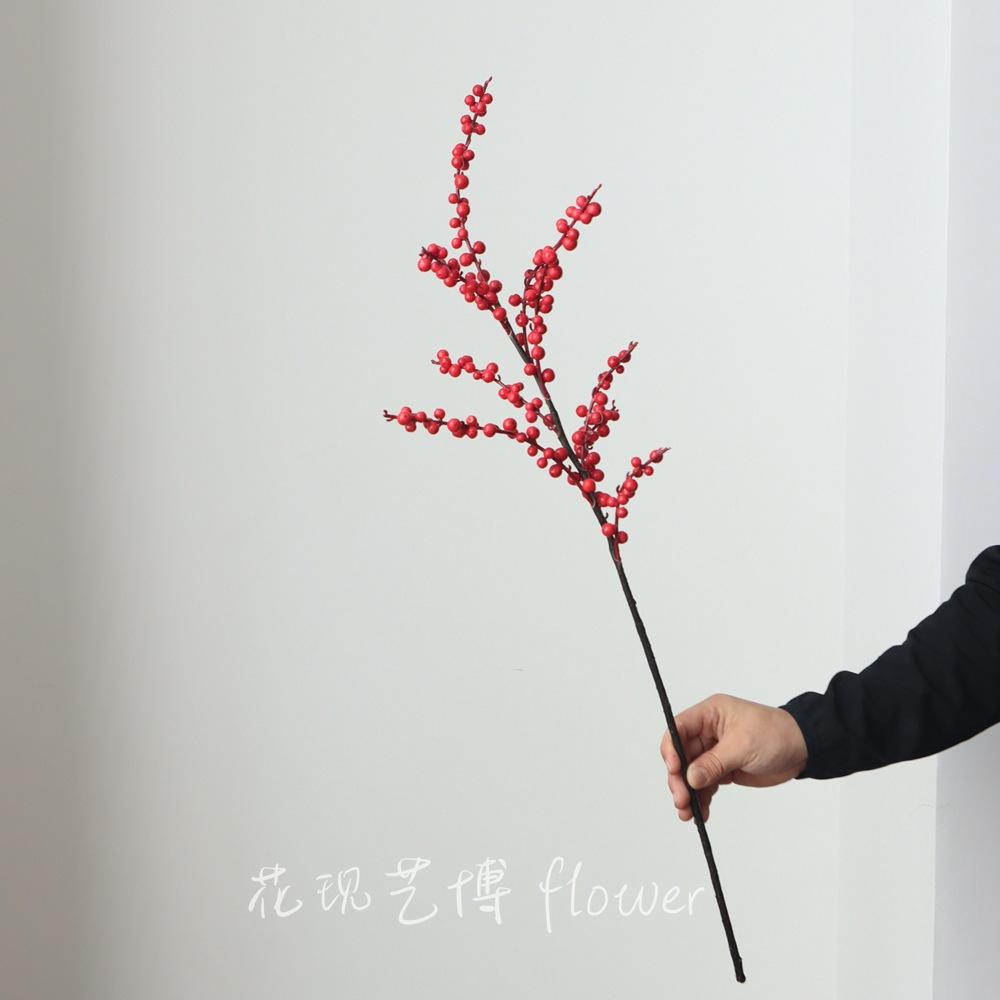 New Year home decoration fake flower North American holly simulated fruit rich fruit Christmas berry simulated fruit branch 83cm