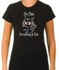 I'm Fine, Everything Is Fine, Cat, 3/4 Short Sleeve T Shirt Woman G594
