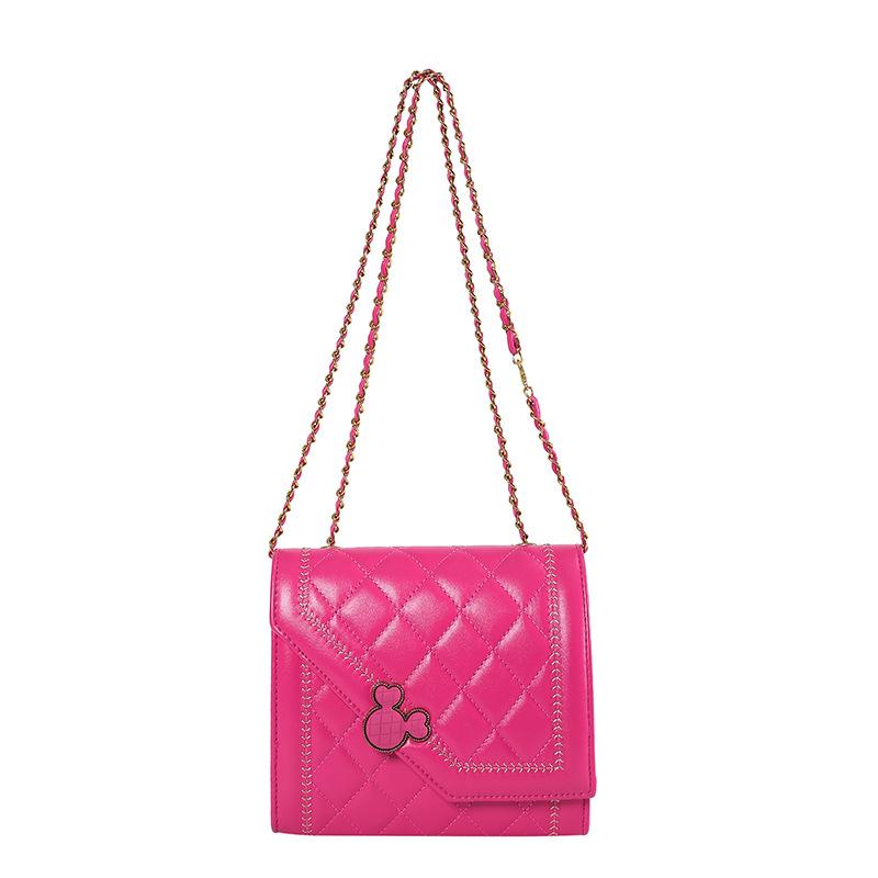 

Жіноча сумка на ланцюжку з ромбами 2024 року, нова однотонна дорожня сумка через плече, невелика квадратна сумка з текстурованою вишивкою рожевий червоний колір