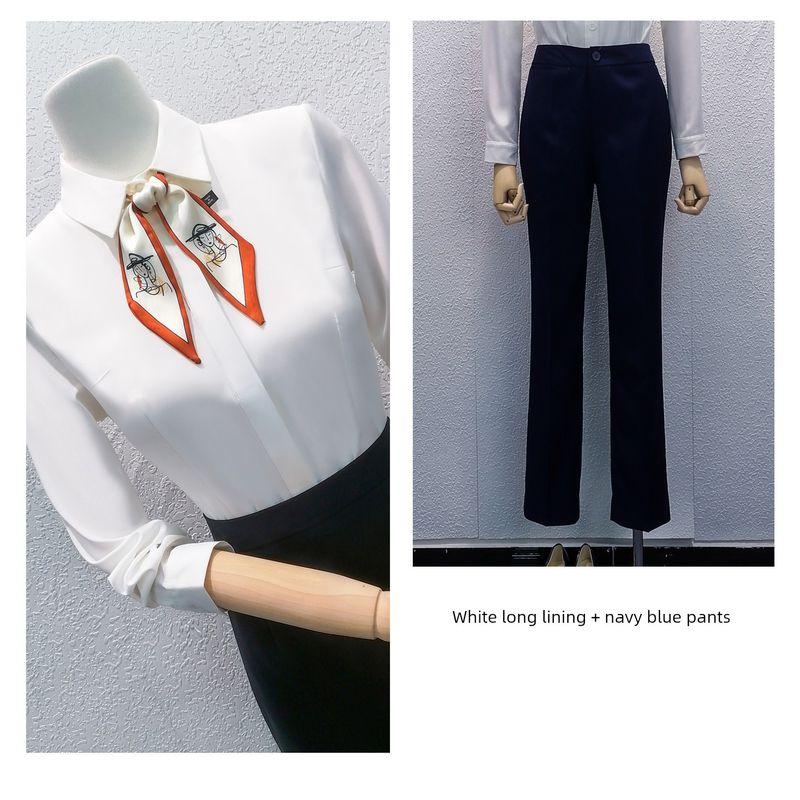 

Пятизвездочный Отель Ресепшн РАБОЧИЙ Костюм Женский Осень и Зима Высокий класс Клуб Официант Косметолог Рабочая одежда Деловой костюм White long lining + navy blue pants L