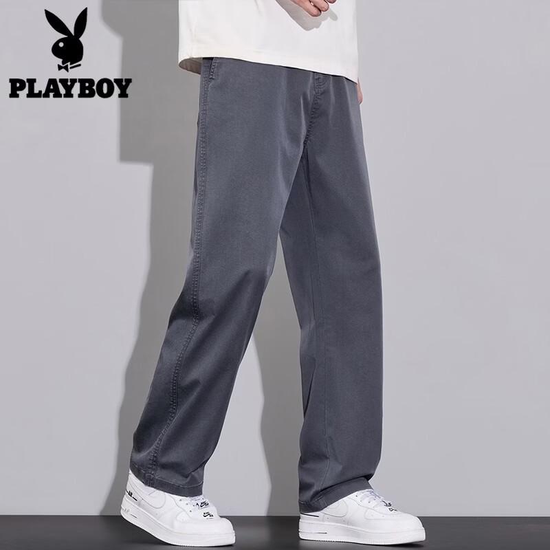 Playboy Men s Summer Loose Straight Lyocell Casual Pants 38 темно-серого