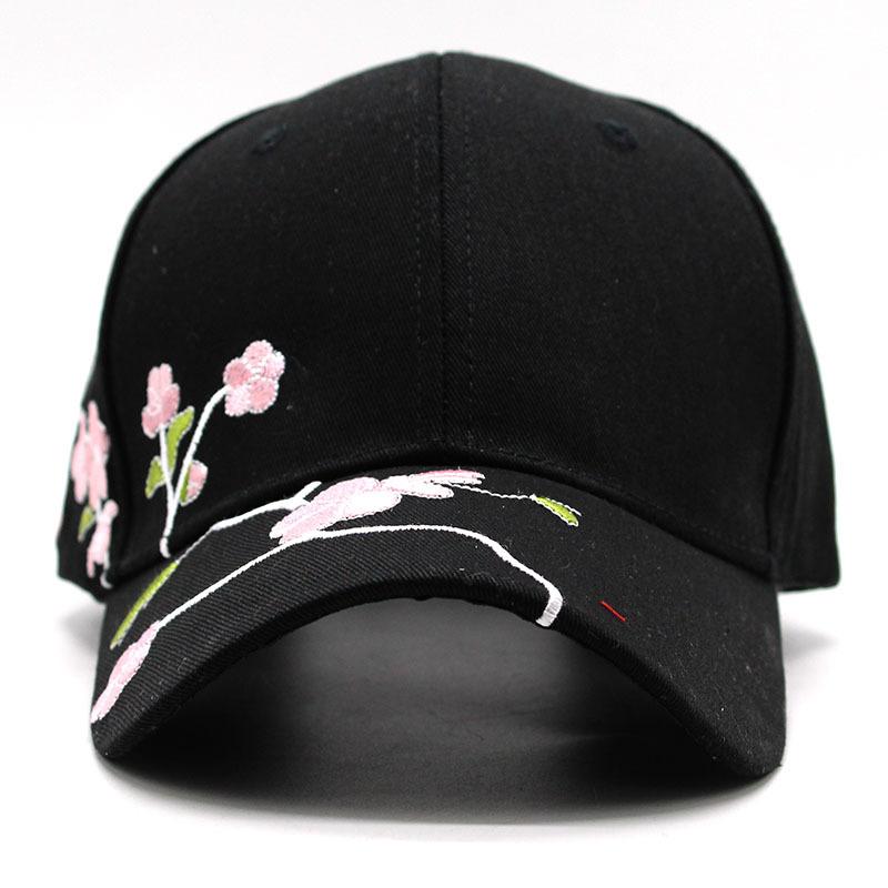 Plum Blossom Peach Blossom Embroidery Baseball Cap Summer Women'S Cotton Casual Cap Sun Protection Visor Hat