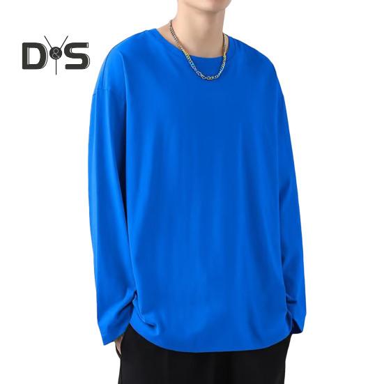 Pánské tričko s kulatým výstřihem, dlouhým rukávem, jednobarevné, pulovr, topy volného střihu, měkké prodyšné tričko, domácí posilovna, streetové oblečení