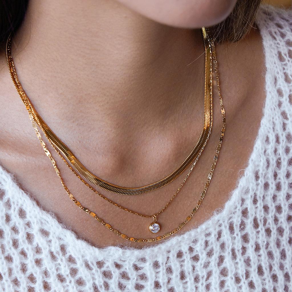 Light Luxury High-end Three-layer Zircon Necklace Jewelry Stacked Collarbone Chain