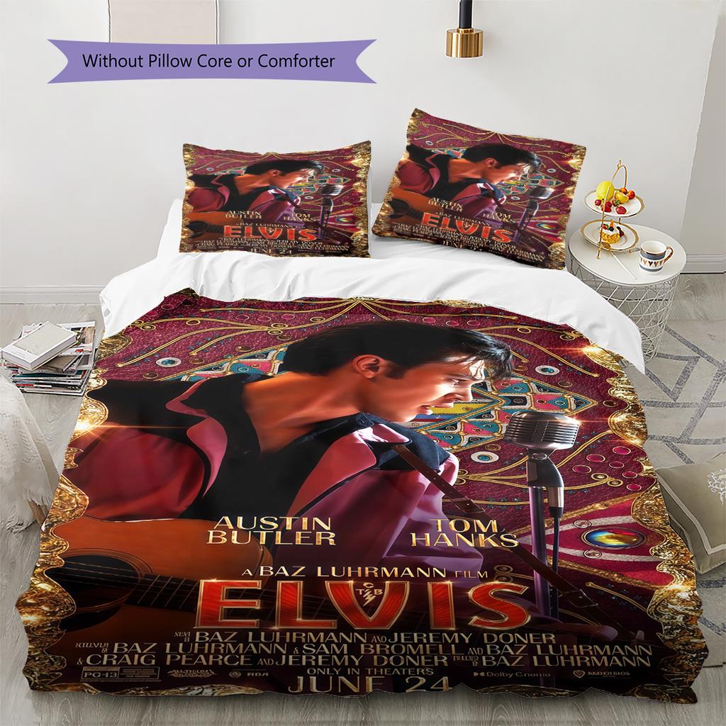 Elvis Presley Pattern Bedding,Quilt Set Quilt Cover Pillowcase Home Birthday Gift (1 * duvet cover + 2 * pillowcase, without core)