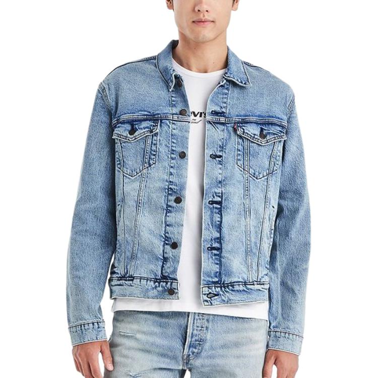 Levis Single Button Square Neck Pocket Design Long Sleeve Denim Jacket Men Jackets Blue 72334-0658