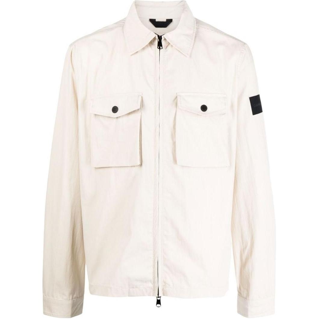 Calvin Klein Solid Color Zip Collar Fitted Jacket Men jackets Beige K10K107136ACE L