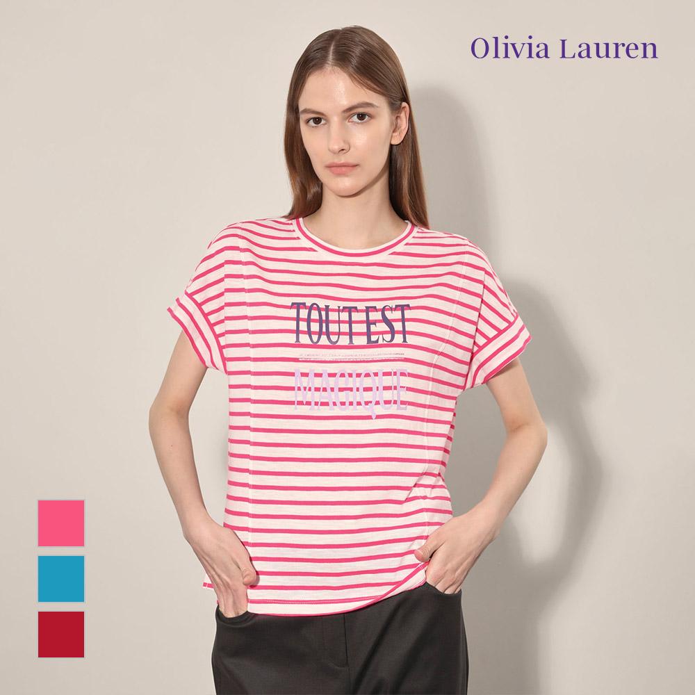 OLIVIALAUREN Striped Lettering T-Shirt_Vobas4F7111