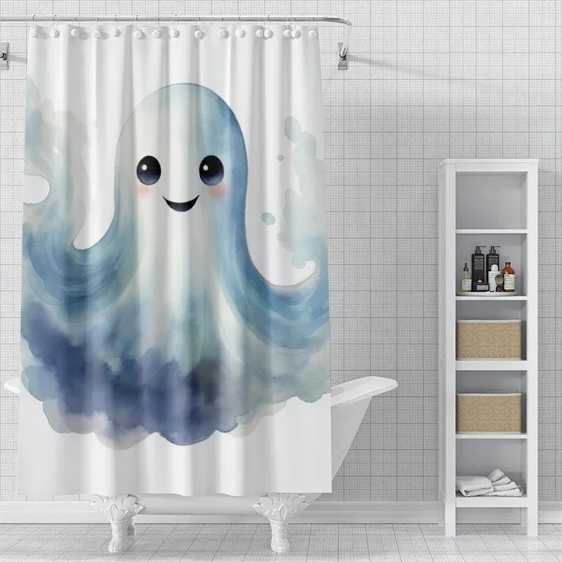 Home Shower Curtains For Bathroom Waterproof Fabric Modern Nordic Style Living Room Curtain Halloween Autumn Pumpkin Decoration