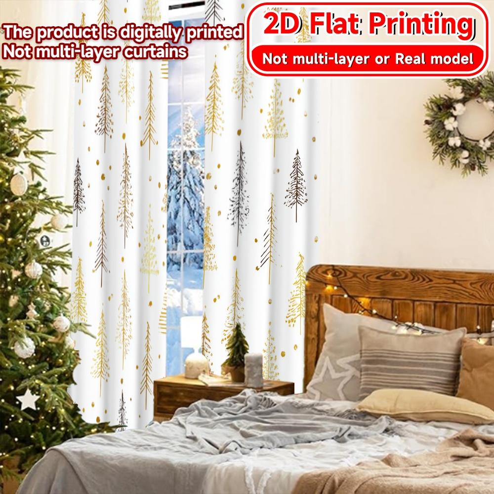 Flat Printing Festive Doodles Curtain Fabric Versatile Polyester Curtains Decorations Home Use Set Of 2 Modern Made Washable