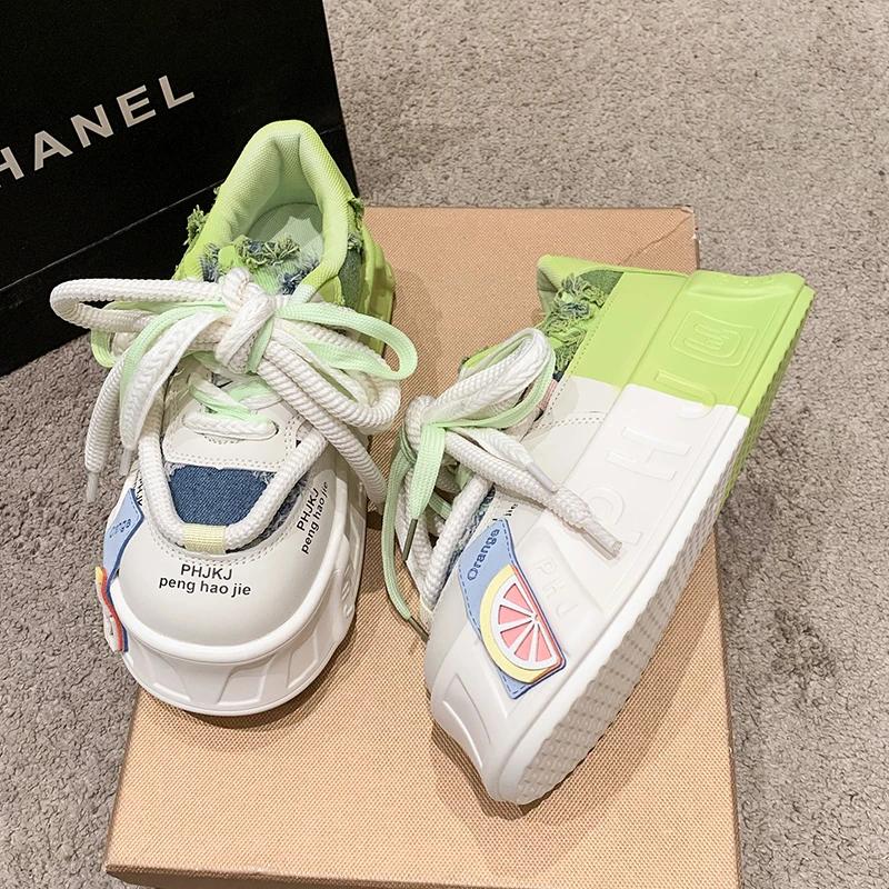 Móda Kawaii Silná podrážka Piškotový dort Silná podrážka Dámské plátěnky Nová móda Plátěnky Světlá barva Ošklivá Velká hlava Sportovní obuv