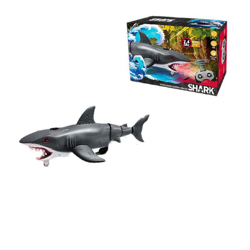2.4GHz Remote Control Shark Car with Lights & Mist Spray, Realistic Marine Life RC Model Toy for Kids