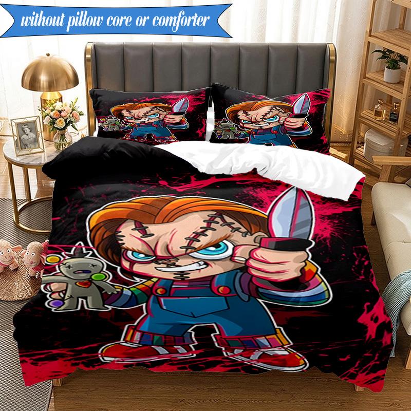 Chucky's Halloween Horror 3pcs K-pop Music Group Bedding set,Ideal for Bedroom, Dormitory,Including Duvet Cover And 2pcs Pillowcases,Fan Gifts